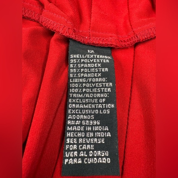 Scarlett Red Off-Shoulder Dress Horizontal Pleats Size 12 - Picture 7 of 11